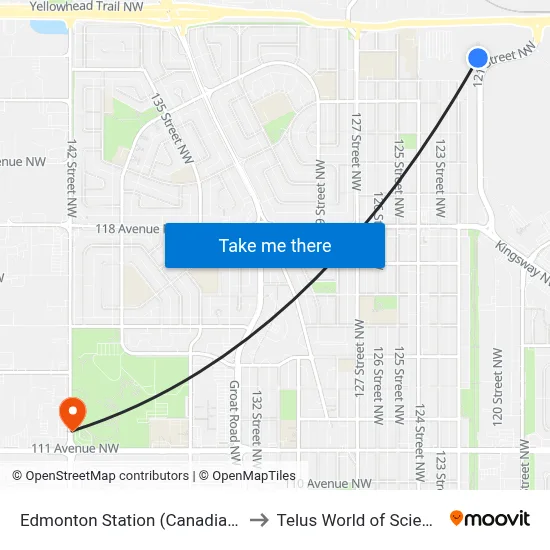 Edmonton Station (Canadian Pacific Railway) to Telus World of Science Edmonton map