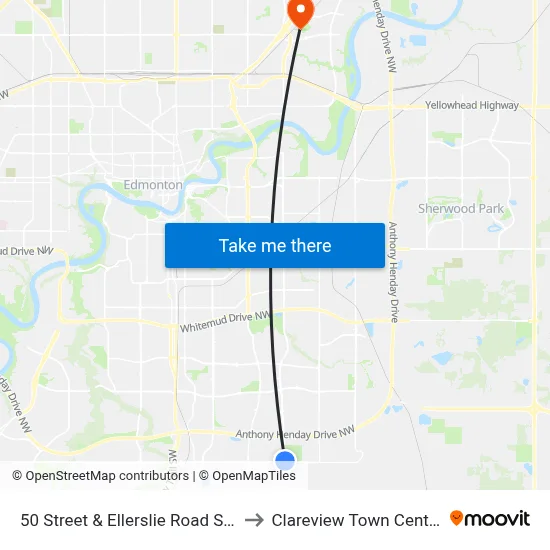 50 Street & Ellerslie Road SW to Clareview Town Centre map