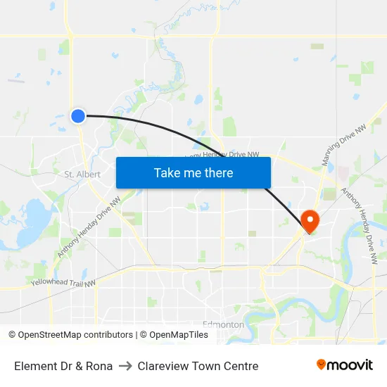 Element Dr & Rona to Clareview Town Centre map