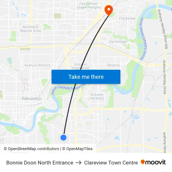 Bonnie Doon North Entrance to Clareview Town Centre map