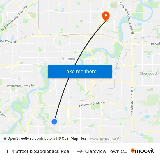 114 Street & Saddleback Road N Ent to Clareview Town Centre map