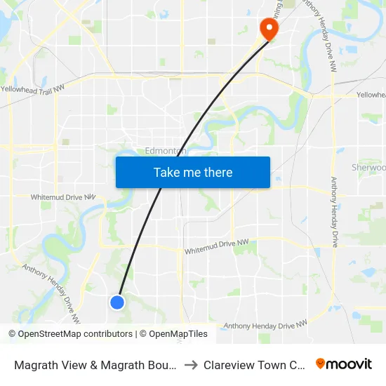 Magrath View & Magrath Boulevard to Clareview Town Centre map