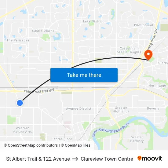 St Albert Trail & 122 Avenue to Clareview Town Centre map