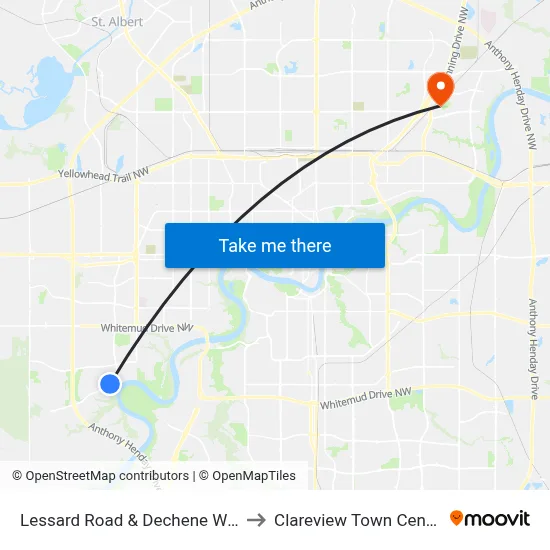 Lessard Road & Dechene Way to Clareview Town Centre map