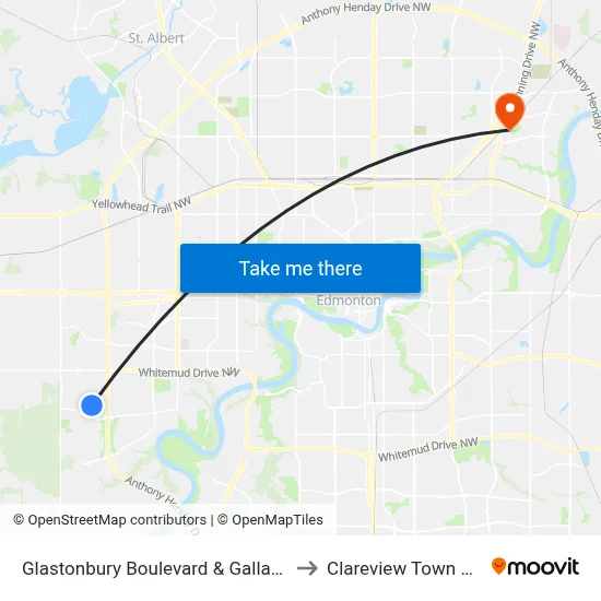 Glastonbury Boulevard & Galland Close to Clareview Town Centre map