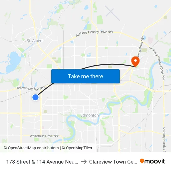 178 Street & 114 Avenue Nearside to Clareview Town Centre map