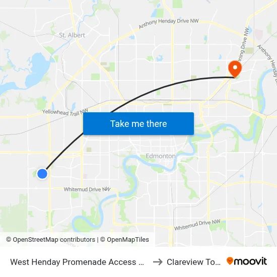 West Henday Promenade Access & Webber Greens Drive to Clareview Town Centre map