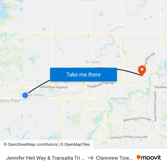 Jennifer Heil Way & Transalta Tri Leisure Centre to Clareview Town Centre map
