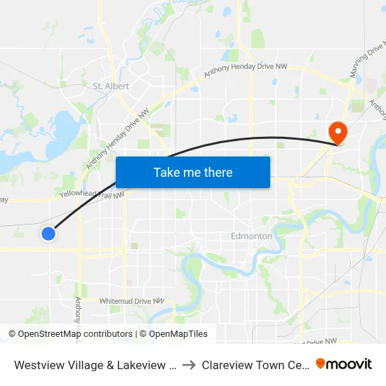 Westview Village & Lakeview Drive to Clareview Town Centre map