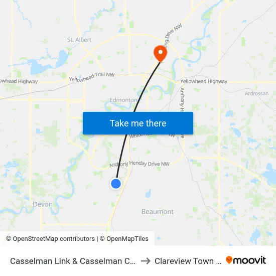 Casselman Link & Casselman Crescent SW to Clareview Town Centre map