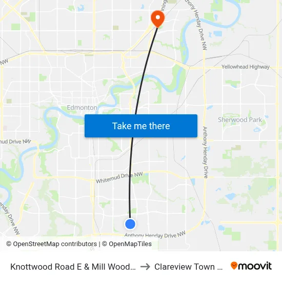 Knottwood Road E & Mill Woods Road S to Clareview Town Centre map