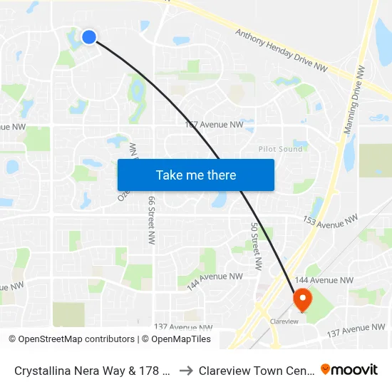 Crystallina Nera Way & 178 Ave to Clareview Town Centre map