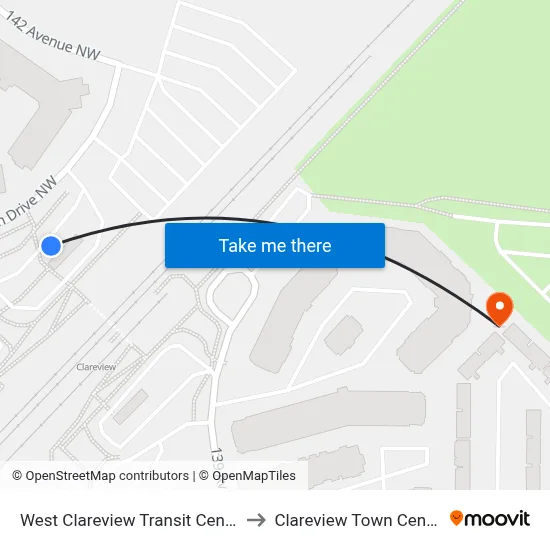 West Clareview Transit Centre to Clareview Town Centre map