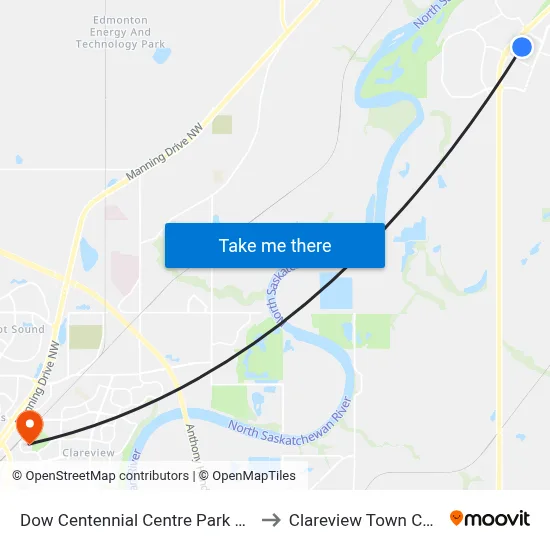 Dow Centennial Centre Park & Ride to Clareview Town Centre map
