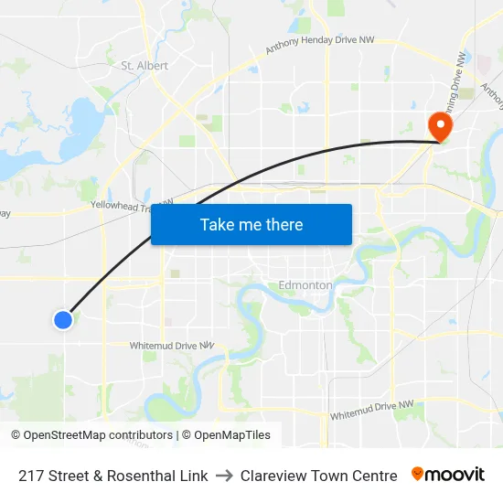 217 Street & Rosenthal Link to Clareview Town Centre map