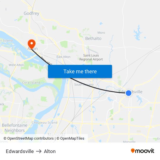 Edwardsville to Alton map