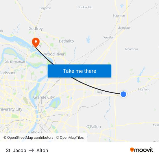 St. Jacob to Alton map