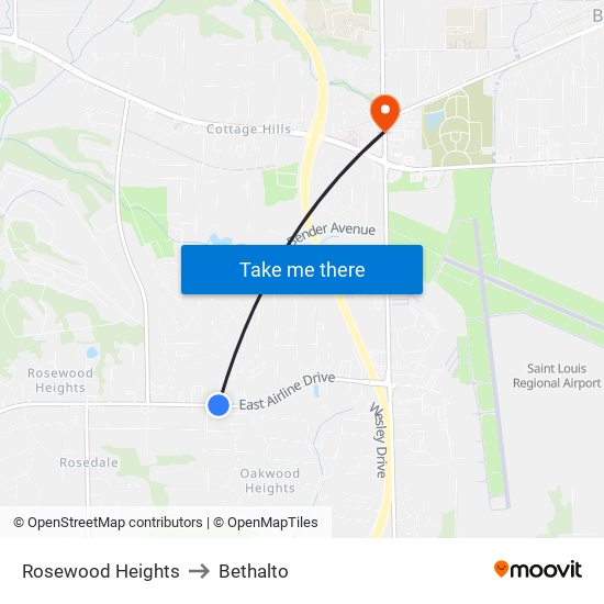 Rosewood Heights to Bethalto map