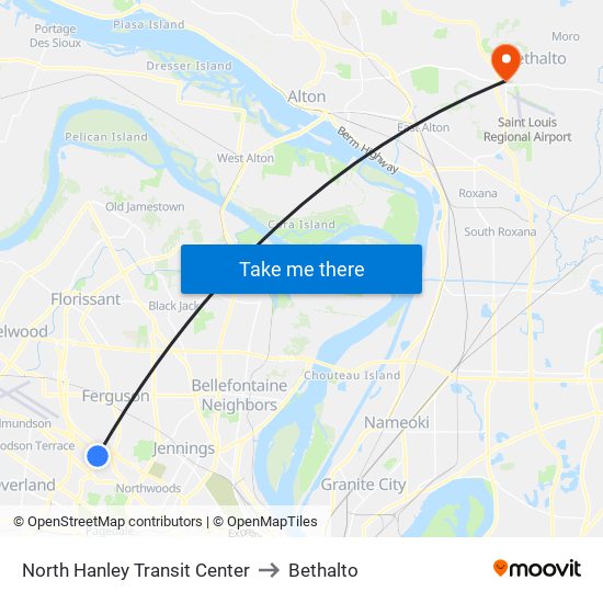 North Hanley Transit Center to Bethalto map