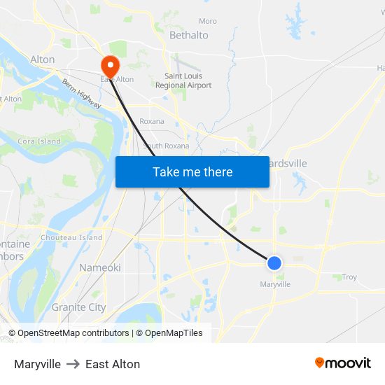 Maryville to East Alton map