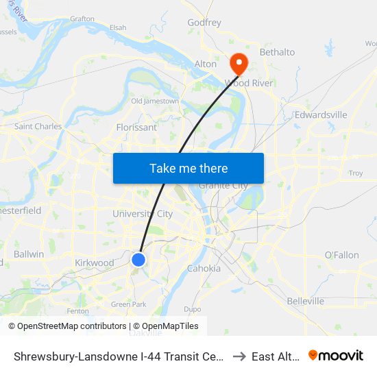 Shrewsbury-Lansdowne I-44 Transit Center to East Alton map