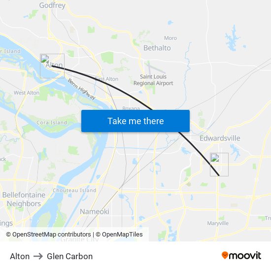 Alton to Glen Carbon map