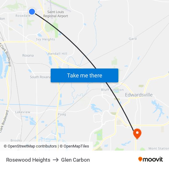 Rosewood Heights to Glen Carbon map