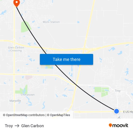 Troy to Glen Carbon map