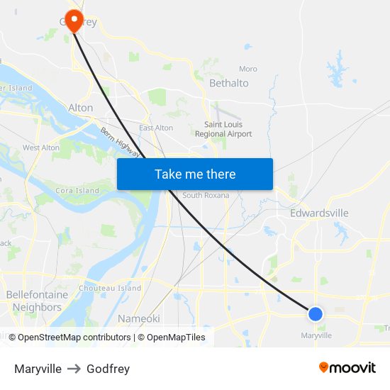 Maryville to Godfrey map