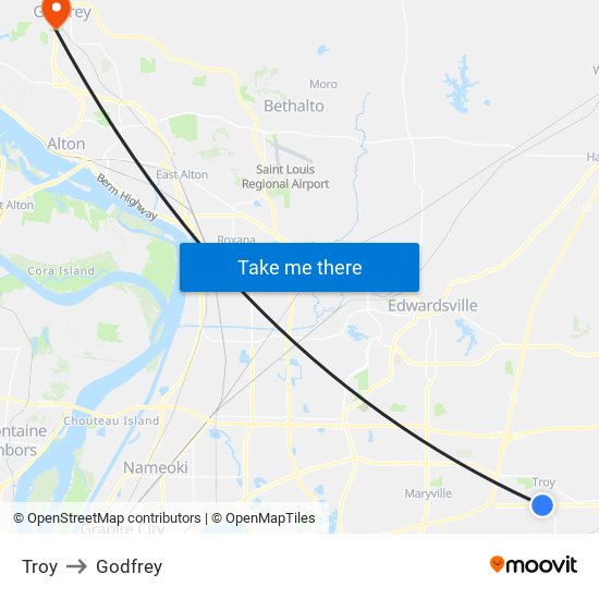 Troy to Godfrey map