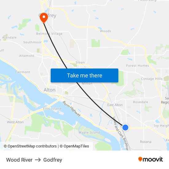 Wood River to Godfrey map