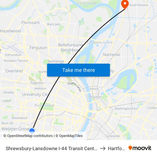 Shrewsbury-Lansdowne I-44 Transit Center to Hartford map