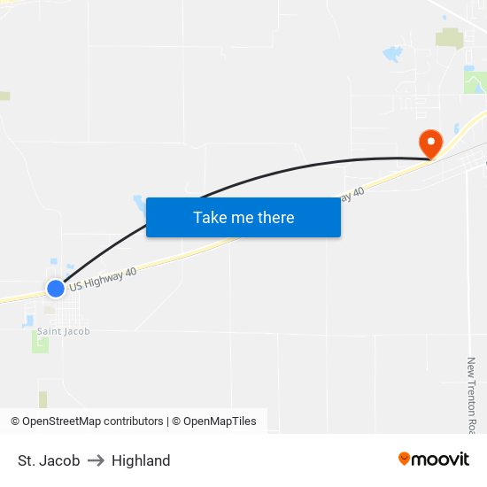 St. Jacob to Highland map