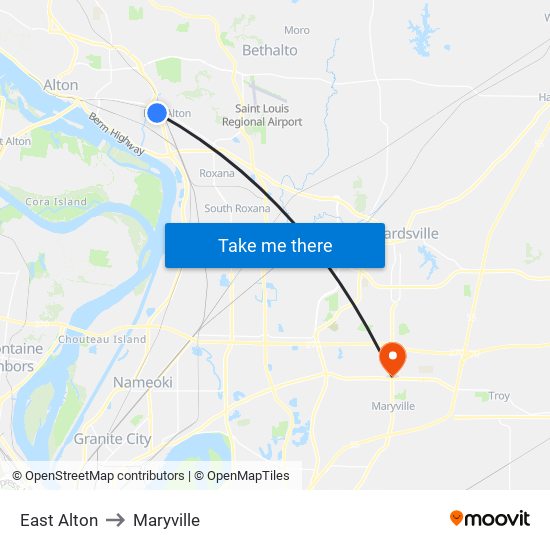East Alton to Maryville map
