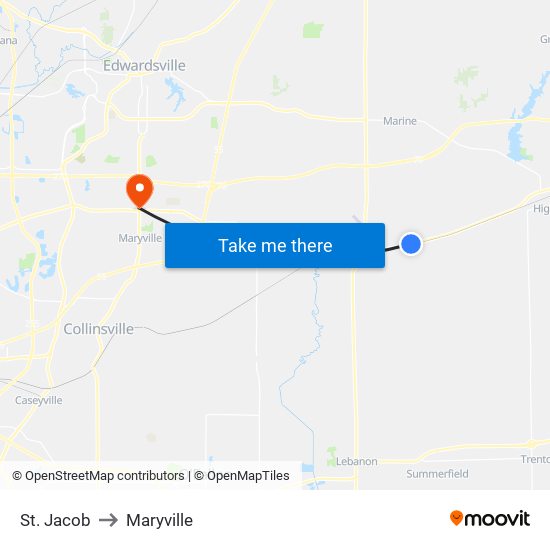 St. Jacob to Maryville map