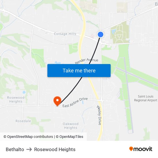 Bethalto to Rosewood Heights map