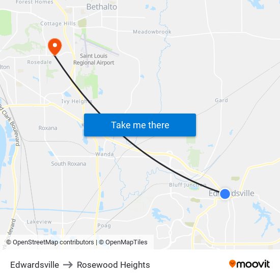 Edwardsville to Rosewood Heights map