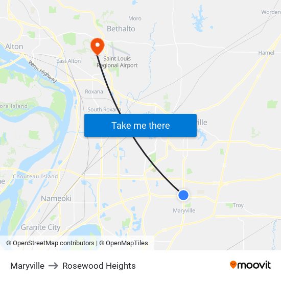 Maryville to Rosewood Heights map
