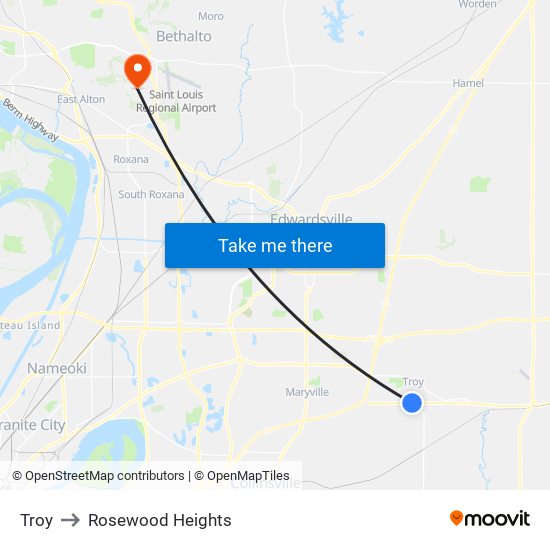 Troy to Rosewood Heights map