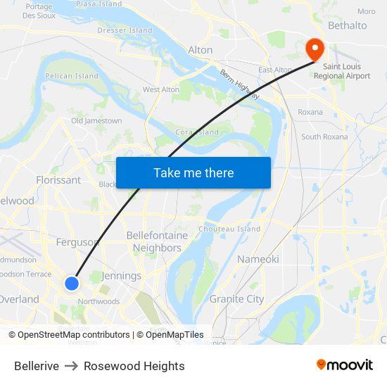 Bellerive to Rosewood Heights map