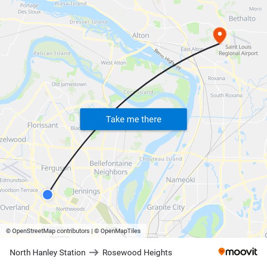 North Hanley Station to Rosewood Heights map