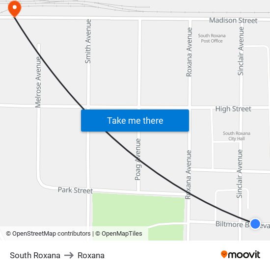 South Roxana to Roxana map