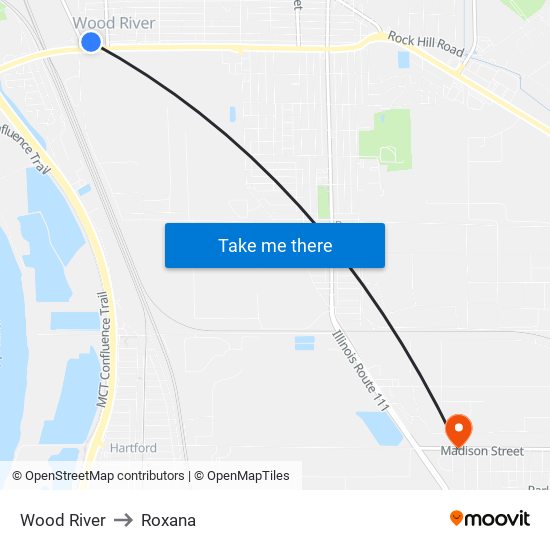 Wood River to Roxana map