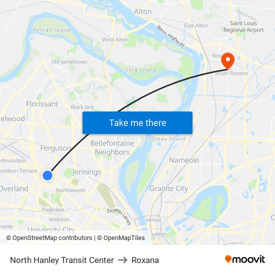 North Hanley Transit Center to Roxana map
