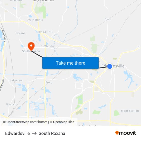 Edwardsville to South Roxana map