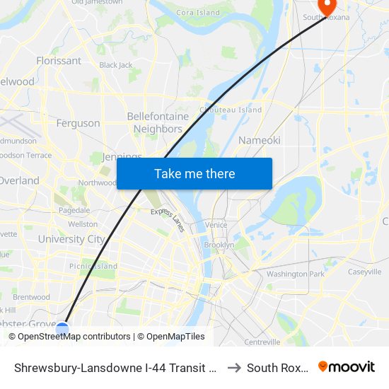 Shrewsbury-Lansdowne I-44 Transit Center to South Roxana map