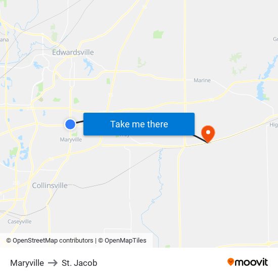 Maryville to St. Jacob map