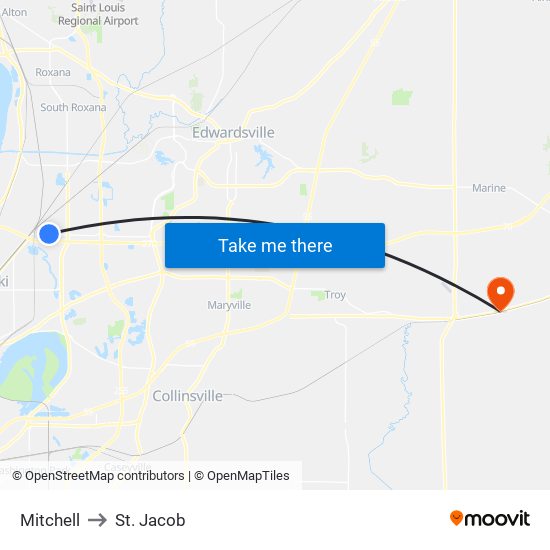 Mitchell to St. Jacob map