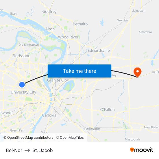 Bel-Nor to St. Jacob map