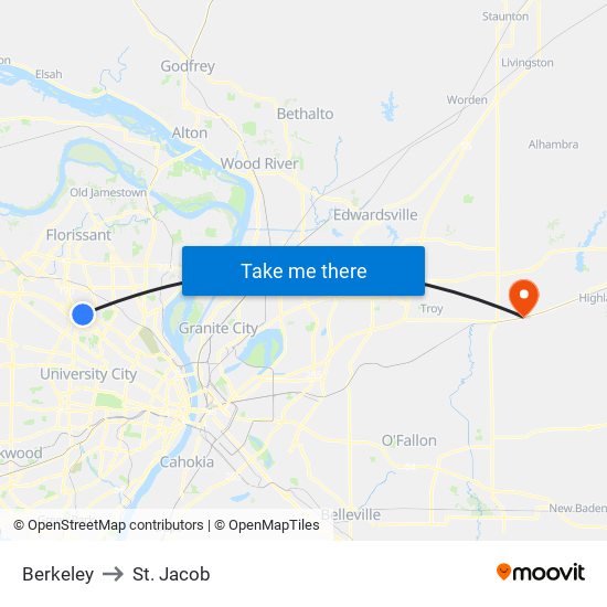 Berkeley to St. Jacob map